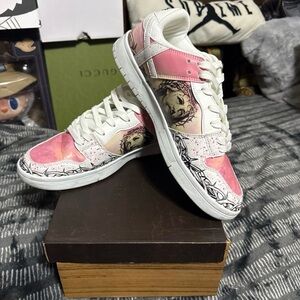 Pink and White Artistic Sneakers